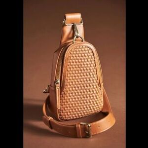 Anthropologie Woven Leather Sling Bag